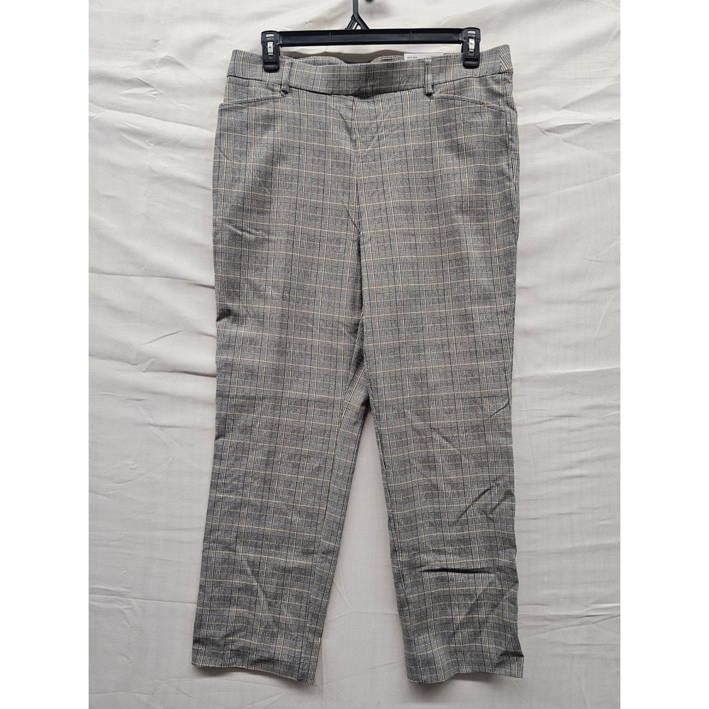 Rafaella Womens Glen‎ Plaid Pants Black Viscose Blend Casual Size 16